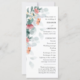 Hochzeitsprogramm für Eukalyptus-Wildblumen