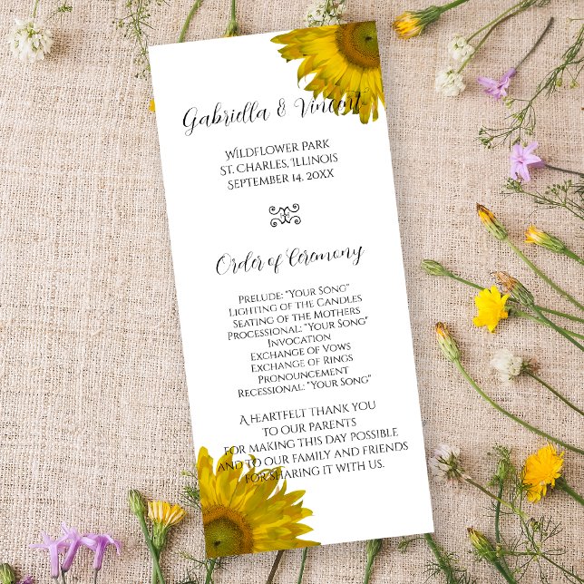 Hochzeitsprogramm für Gelbe Sonnenblumen Programm (Von Creator hochgeladen)