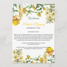 Hochzeitsprogramm für Gelbe Wasserfarben