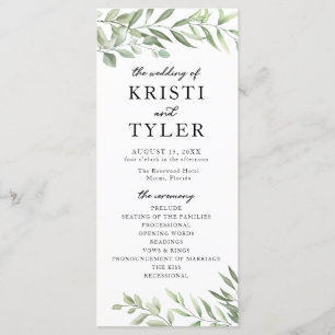 Hochzeitsprogramm für Grüne Blätter Programm