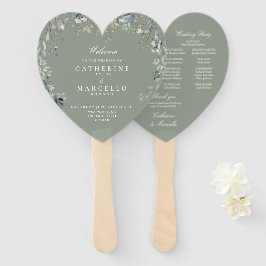 Hochzeitsprogramm für grüne Blumenkaskade Fächer