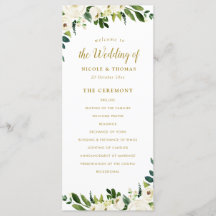 Hochzeitsprogramm für grüne und goldene Blumen