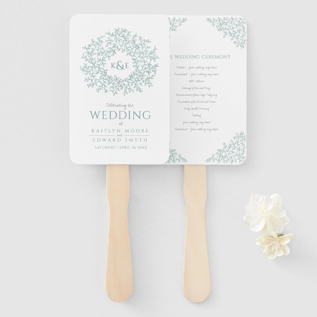 Hochzeitsprogramm für handgezogene Blütenblätter Fächer (Vorne und Hinten)