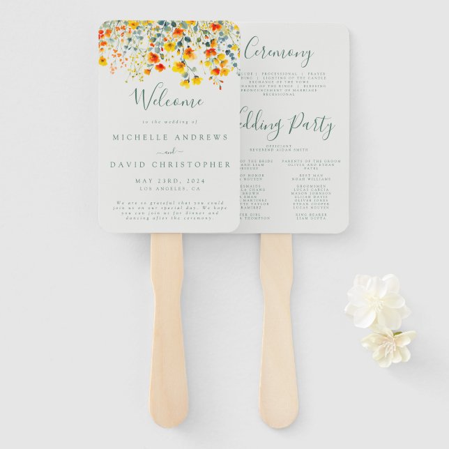 Hochzeitsprogramm für helle Wasserfarben Fächer (Vorne und Hinten)