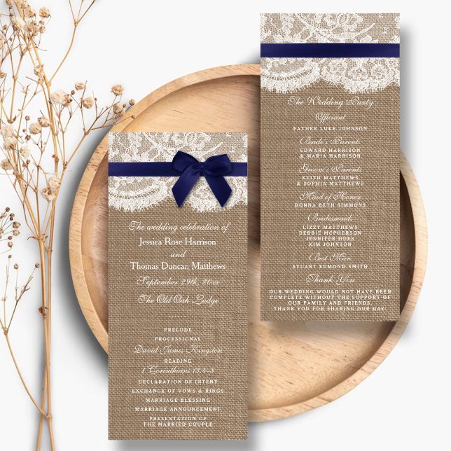 Hochzeitsprogramm für Hochzeiten auf Burlap- und S Programm (Von Creator hochgeladen)