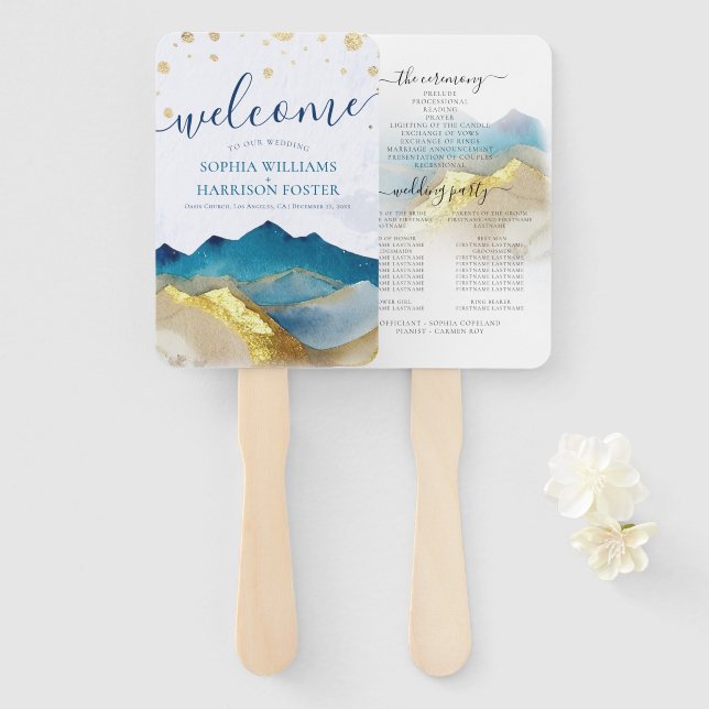 Hochzeitsprogramm für Hochzeitsfeiern Fächer (Vorne und Hinten)