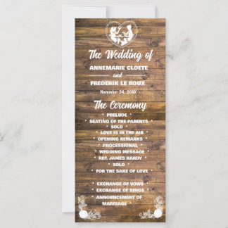 Hochzeitsprogramm für Holz und Rustikale Spitzen