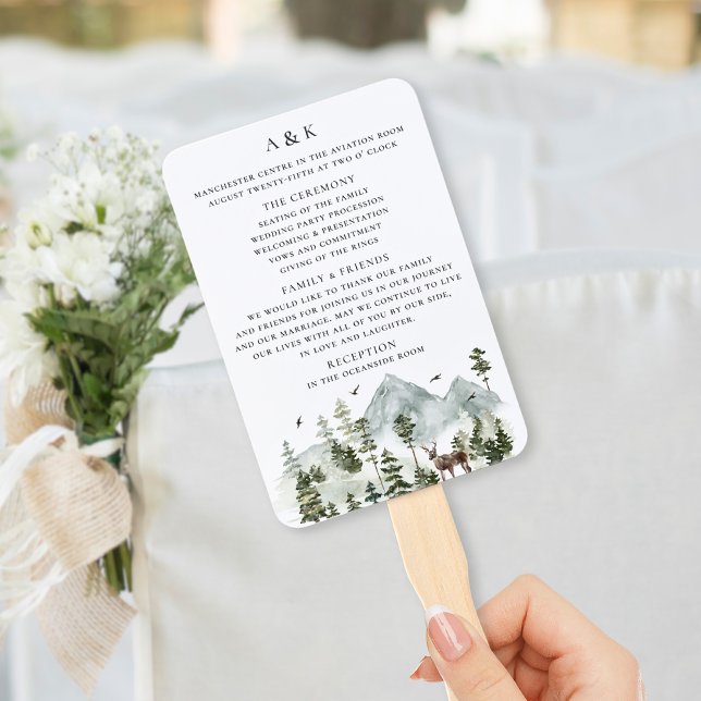 Hochzeitsprogramm für immergrüne Waldberge Fächer (Von Creator hochgeladen)