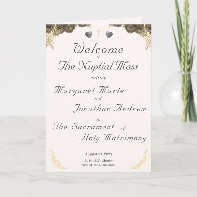 Hochzeitsprogramm für katholische Grace Programm (Vorderseite)