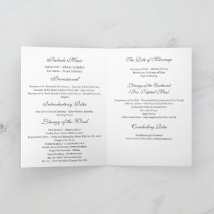 Hochzeitsprogramm für katholische Kirche Programm