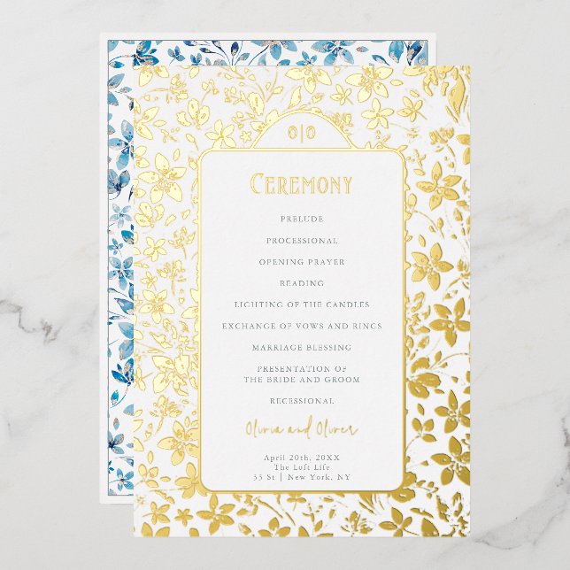Hochzeitsprogramm für kleine Blume Folieneinladung (Vorderseite/Rückseite)