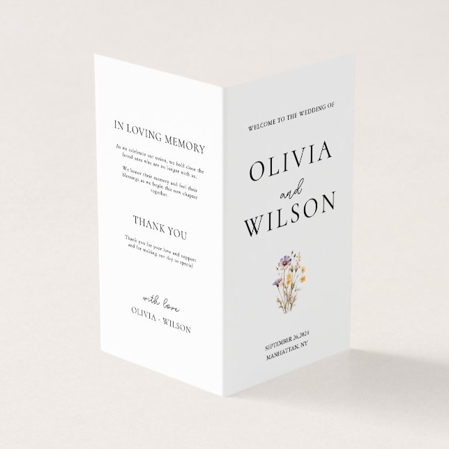 Hochzeitsprogramm für Lila Blumen (Vorderseite)