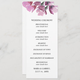 Hochzeitsprogramm für lila Blumenbeete Einladung