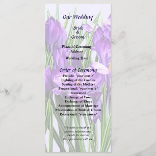 Hochzeitsprogramm für lila Crocuses Programm