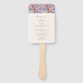 Hochzeitsprogramm für lila Stickereien Blume Fächer