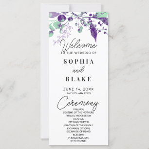 Hochzeitsprogramm für lila und grüne Berries & Grü
