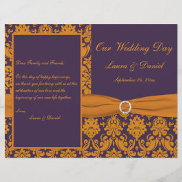 Hochzeitsprogramm für lila und orangefarbene Damas