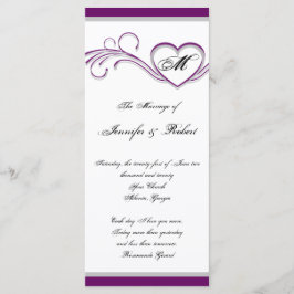 Hochzeitsprogramm für lila und Silberes Herz Programm