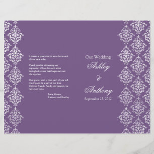 Hochzeitsprogramm für lila und weiße Damaskus
