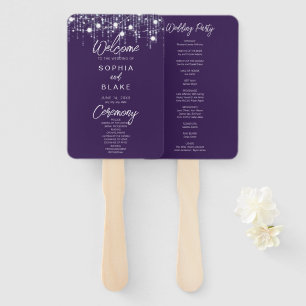 Hochzeitsprogramm für lila und weiße Weihnachtssti Fächer