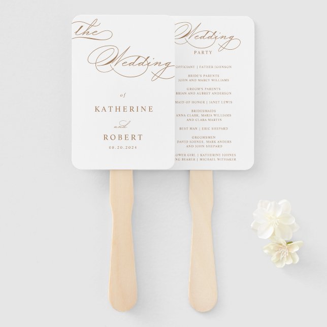Hochzeitsprogramm für Luxuriöse Typografie Fächer (Vorne und Hinten)