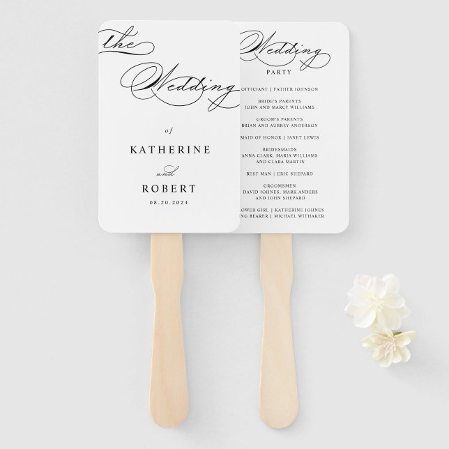 Hochzeitsprogramm für Luxuriöse Typografie Fächer (Vorne und Hinten)