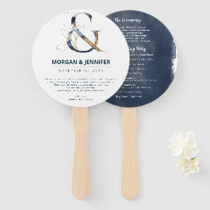 Hochzeitsprogramm für Marine und Gold Fächer