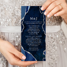 Hochzeitsprogramm für Marmor und Silver Agate Werbekarte