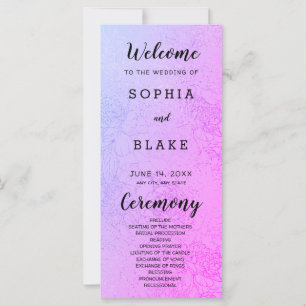 Hochzeitsprogramm für Metallic Lila und Blumen