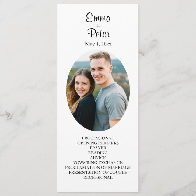 Hochzeitsprogramm für Minimalistische Oval-Bilder Programm (Vorderseite)