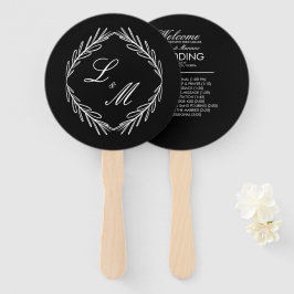 Hochzeitsprogramm für mit Monogramm Skriptzweige C Fächer