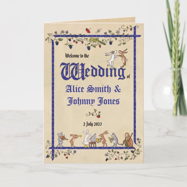 Hochzeitsprogramm für mittelalterliche Tiere Programm (Vorderseite)