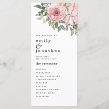 Hochzeitsprogramm für moderne Blush Florals