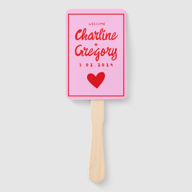 Hochzeitsprogramm für moderne Handschriften in Ros Fächer (Vorderseite)