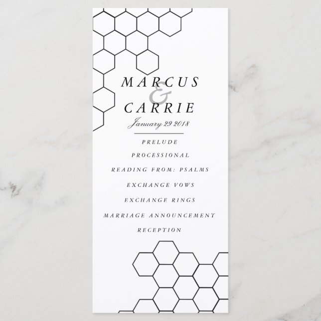 Hochzeitsprogramm für moderne Honeycomb Programm (Vorderseite)