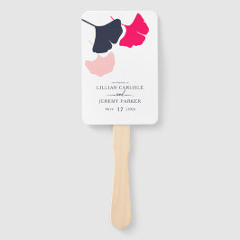 Hochzeitsprogramm für moderne Marine- und Rosa-Gin Fächer