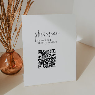 Hochzeitsprogramm für moderne Schwarz-weiße QR-Cod Sockelschild
