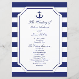 Hochzeitsprogramm für Nautic Anchor Navy Blue Stri Programm