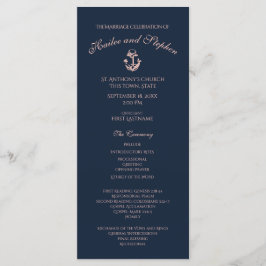 Hochzeitsprogramm für Nautical Blush und Navy Blue Programm