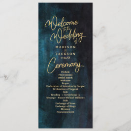 Hochzeitsprogramm für Navy Blue & Aquamarin Waterc Programm