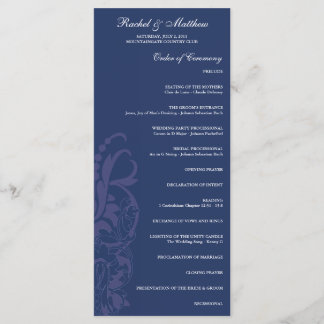 Hochzeitsprogramm für Navy Blue Floral Programm