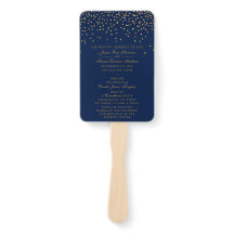 Hochzeitsprogramm für Navy Blue & Glam Gold Confet