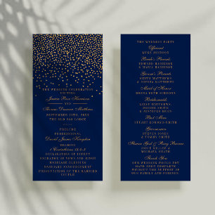 Hochzeitsprogramm für Navy Blue & Glam Gold Confet Programm