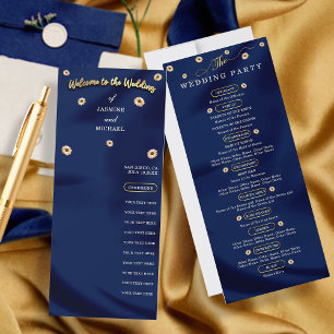 Hochzeitsprogramm für Navy Blue Gold Ivory Beige F