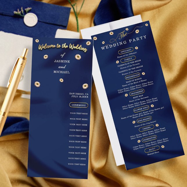 Hochzeitsprogramm für Navy Blue Gold Ivory Beige F (Von Creator hochgeladen)