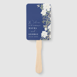 Hochzeitsprogramm für Navy Blue Ivory Chinoiserie Fächer