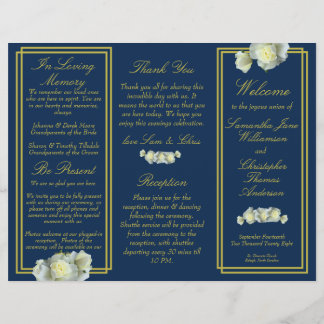 Hochzeitsprogramm für Navy Blue-Script-Rose