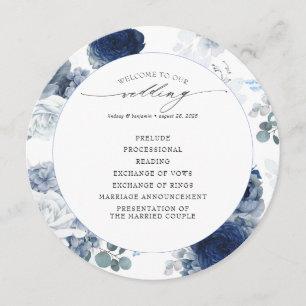 Hochzeitsprogramm für Navy Blue und Dusty Blue Flo Programm