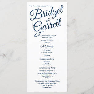 Hochzeitsprogramm für Navy Blue und White Programm