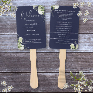 Hochzeitsprogramm für Navy Blütengrün Fächer